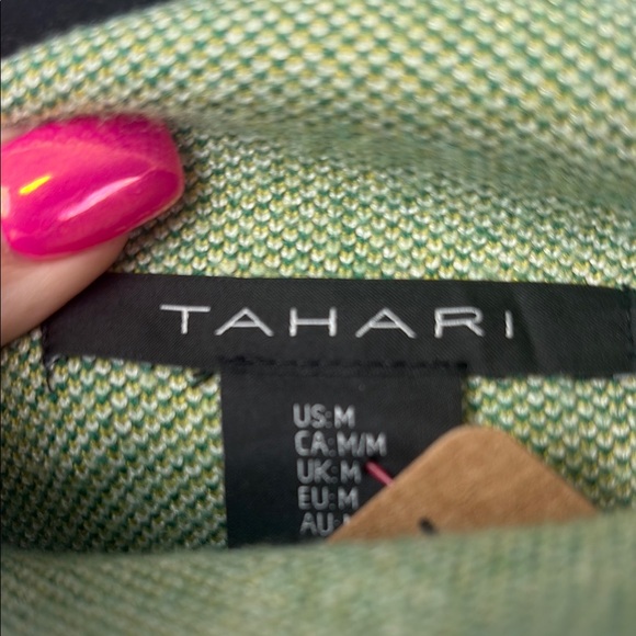 Tahari Green and Yellow Cowl Neck Sweater with Vintage Plaid Design. ( T 437) - Picture 2 of 7